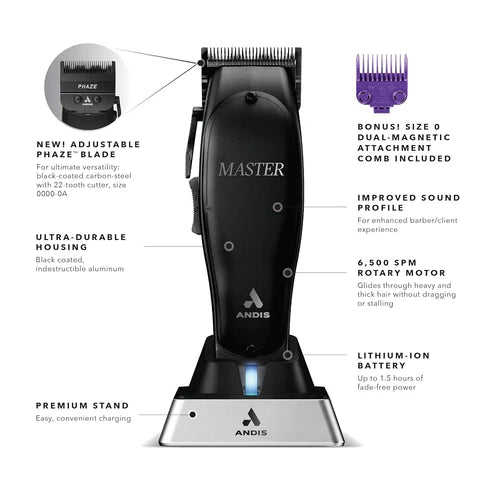 Andis Master Cordless Clipper – Black